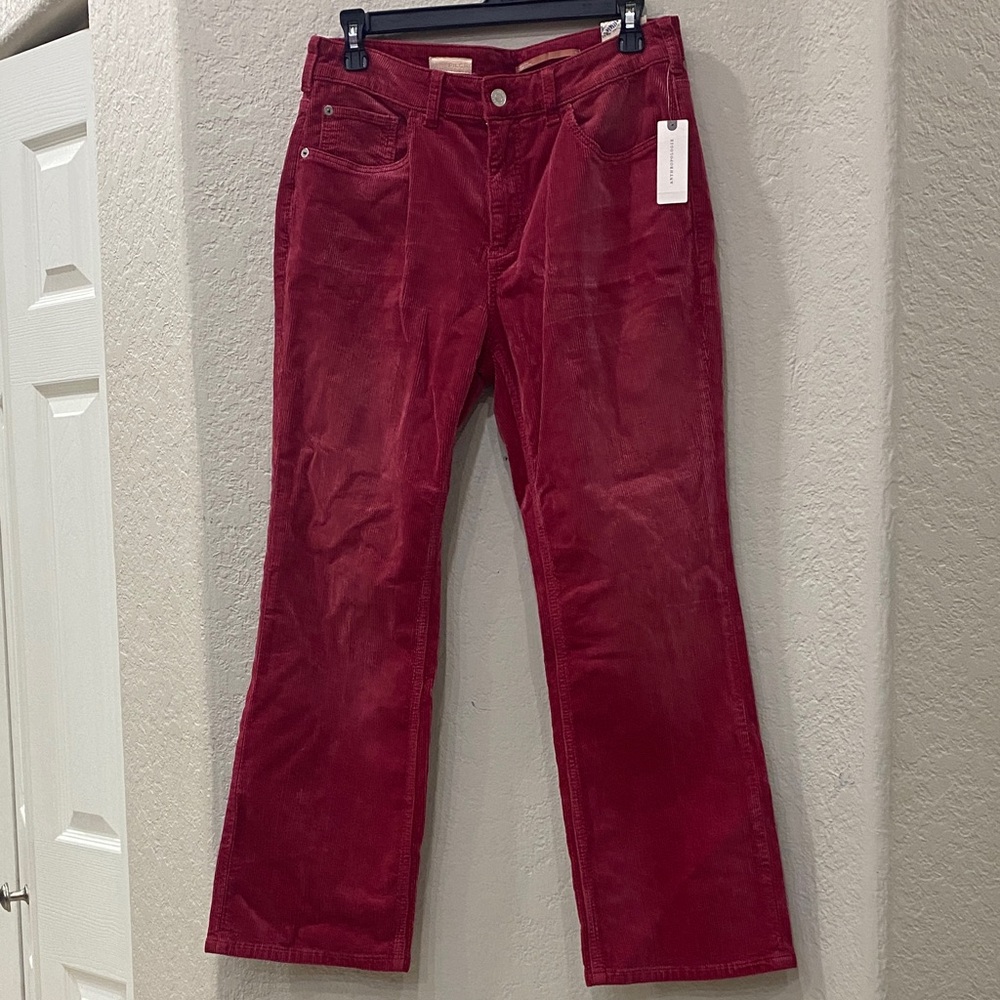 Anthropologie Pilcro Pink Red Corduroy Straight Pants Size 29